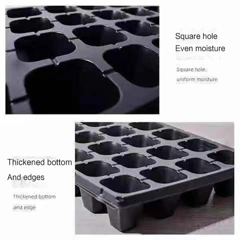 Starter tray for seeds with exhaust holes, durable plastic nursery vessels for germination of vegetables and flowers