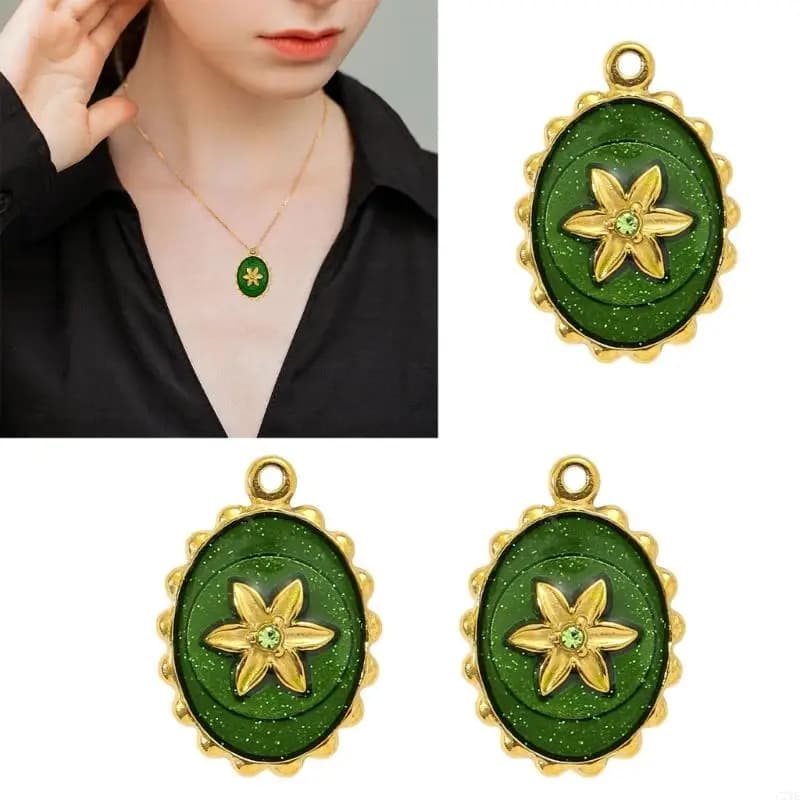 Set of 3 Stylish Gold Plated Steel Necklace Pendant for Women Jewelry with Enamel Tarot Card Designs