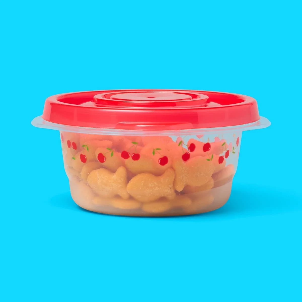 Round Food Storage Containers - Cherries - 7.5oz/4pk