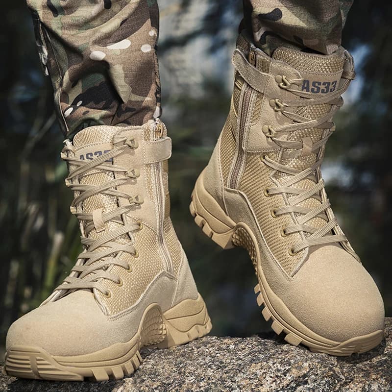 Stivali da combattimento del deserto maschile stivali da uomo con cerniera laterale stivali da trekking da uomo all'aperto stivali tattici da allenamento scarpe da uomo resistenti all'usura