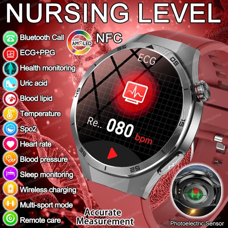 Nuovo Smartwatch DT6 Pro 2026 con Funzioni Infermieristiche: ECG+PPG, Misurazione Pressione Sanguigna, Lipidi, Acido Urico, Chiamate HD, NFC e Monitoraggio Salute