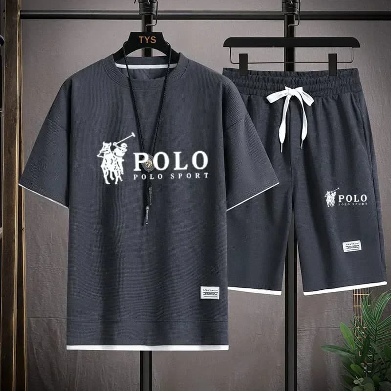 Men's summer sports suit, new casual style, breathable and fast drying - Short sleeve T-shirt + shorts, wide fit for everyday