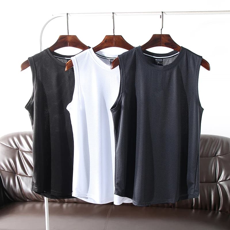 Cooling Technology Ice Silk Quick Dry Breathable 3D Honeycomb Men's Summer Casual Tank Top Self-Keeping Style Sportswear