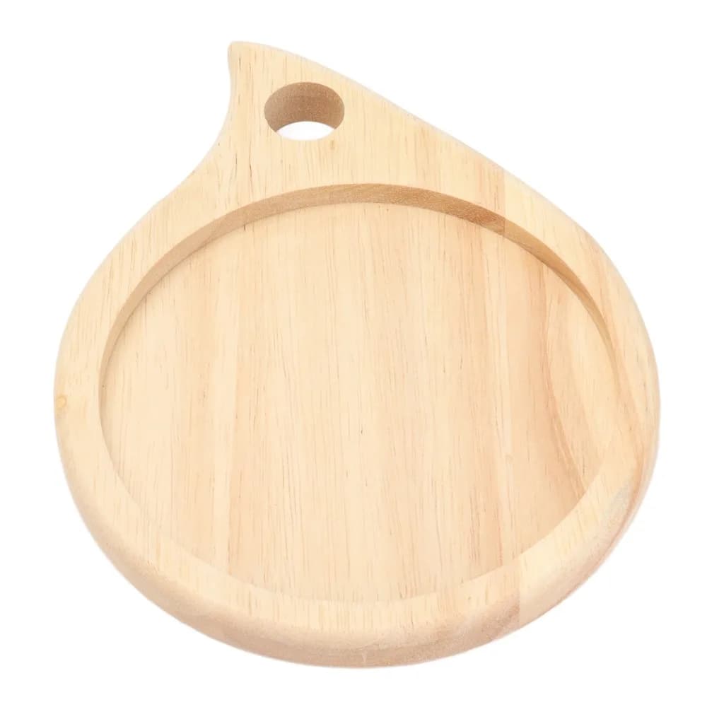 Easy to Carry Rubberwood Cutting Board Khaki Small Cheese Tray Round Double Sided Recessed Center Serving Board Picnic