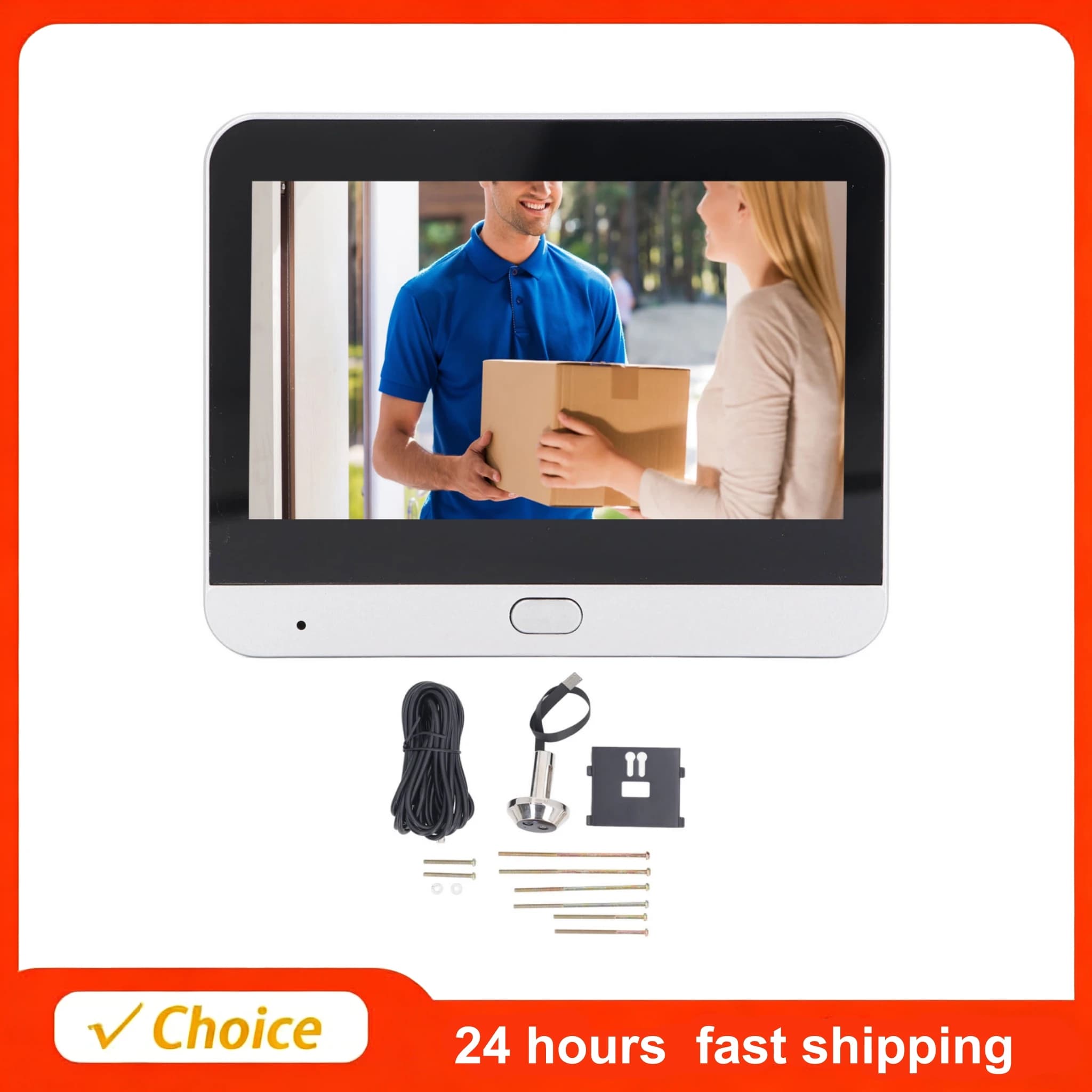2 Way Intercom Wireless 4.3in HD Color Screen Video Doorbell WiFi PIR Motion Detection Rechargeable WiFi Door Peephole Camera