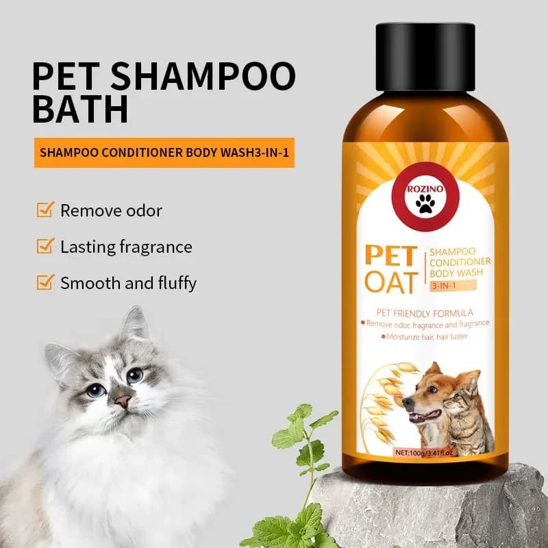 100ml Gatti Shampoo Lavaggio del corpo Cani Balsamo 3 in 1 Batteri Acari Deodorante Fragranza a lunga durata Prodotti per la pulizia degli animali domestici