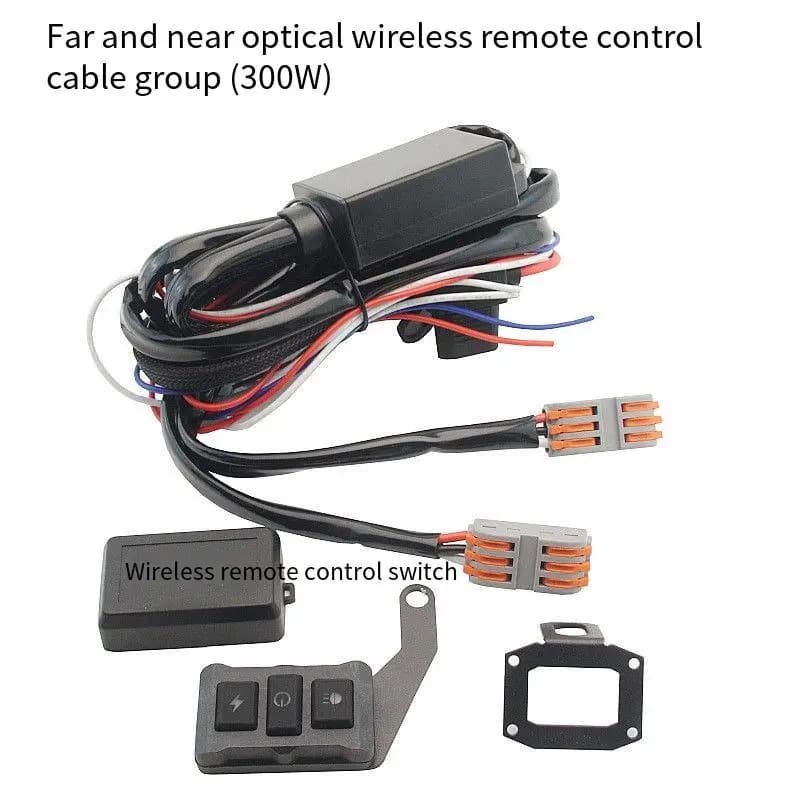 Interruttore LED per moto con telecomando wireless, gruppo cablaggio per fari singoli/doppi, cablaggio per lampeggiatore auto, abbaglianti e anabbaglianti