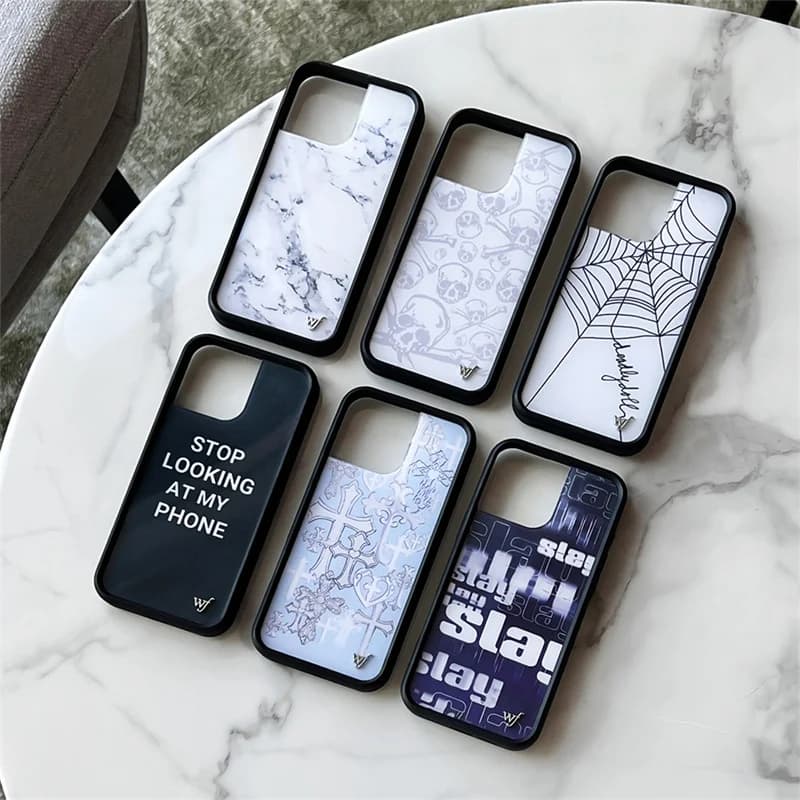 Custodia per telefono Wildflower 3D Web English Skull Head per iPhone 17 16 15 14 13 12 Pro Max Plus Luxury STAR WF Cover simpatica e divertente