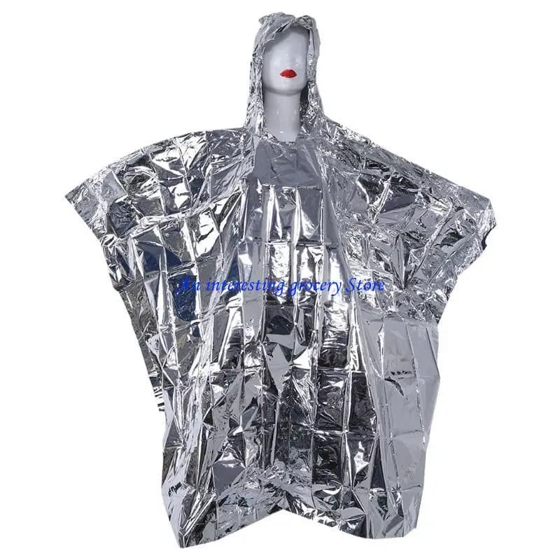 Coperta salvataggio per sopravvivenza all'aperto impermeabile multifunzionale con poncho in lamina 652D