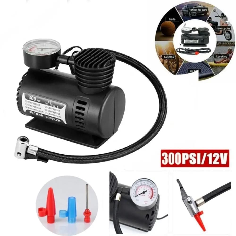 with Mechanical Pressure Gauge Compressor Tire Inflator Motorcycle DC 12V Car Auto Tire Pump Portable Bicycles