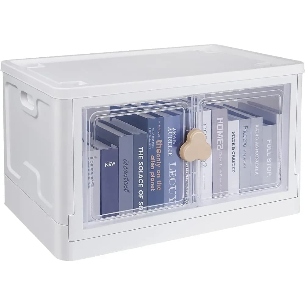 Contenitori portaoggetti in plastica extra large con coperchi, confezione da 3 contenitori per armadio impilabili da 20 galloni, cubo pieghevole a doppia porta,