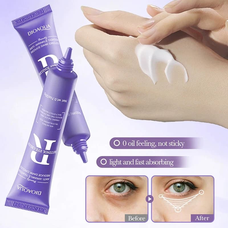 Nuova Crema Contorno Occhi BIOAQUA al Retinolo Anti Occhiaie, Anti Borse, Anti Gonfiore, Rassodante, Riparatrice e Idratante per la Cura della Pelle degli Occhi