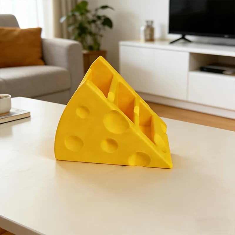 Supporto per Telecomando a Forma di Formaggio, Organizzatore da Scrivania per Telecomandi TV e Piccoli Oggetti