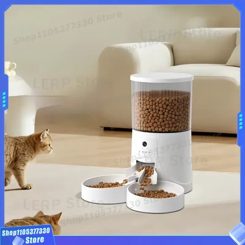 Smart Automatic Pet Feeder 4L Double Bowl APP Remote Control Rechargeable Food Dispenser for Cats Dogs Intelligent Timer