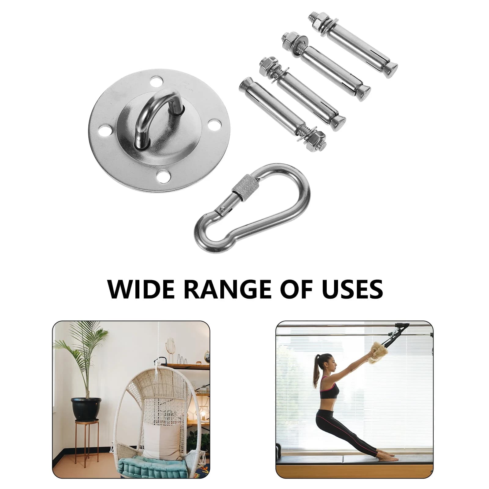 2 set of stainless steel ceiling suspension hooks for hammock, hanging chair, swing, boxing bag, fitness rack