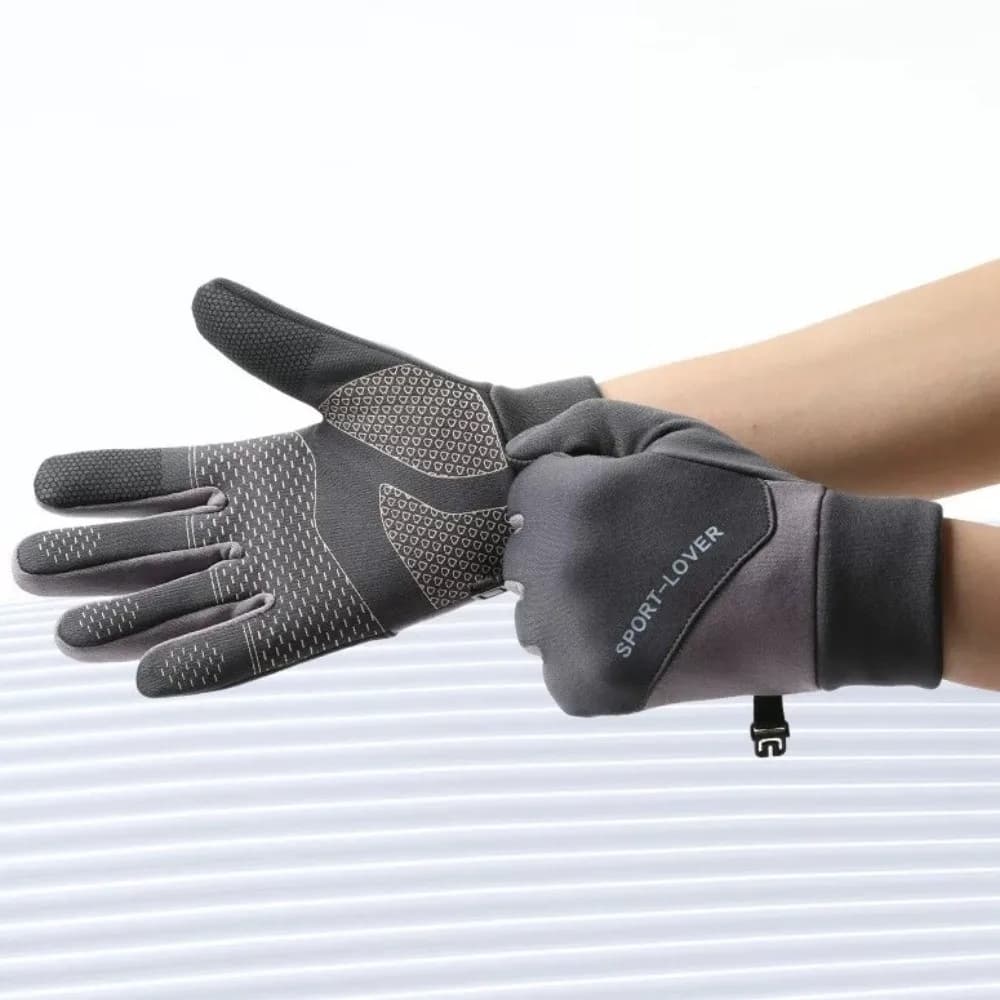 Guanti da ciclismo invernali in pile termico Touch screen Guanti da ciclismo spessi antiscivolo Fibbia di bloccaggio Guanti da esterno caldi antivento