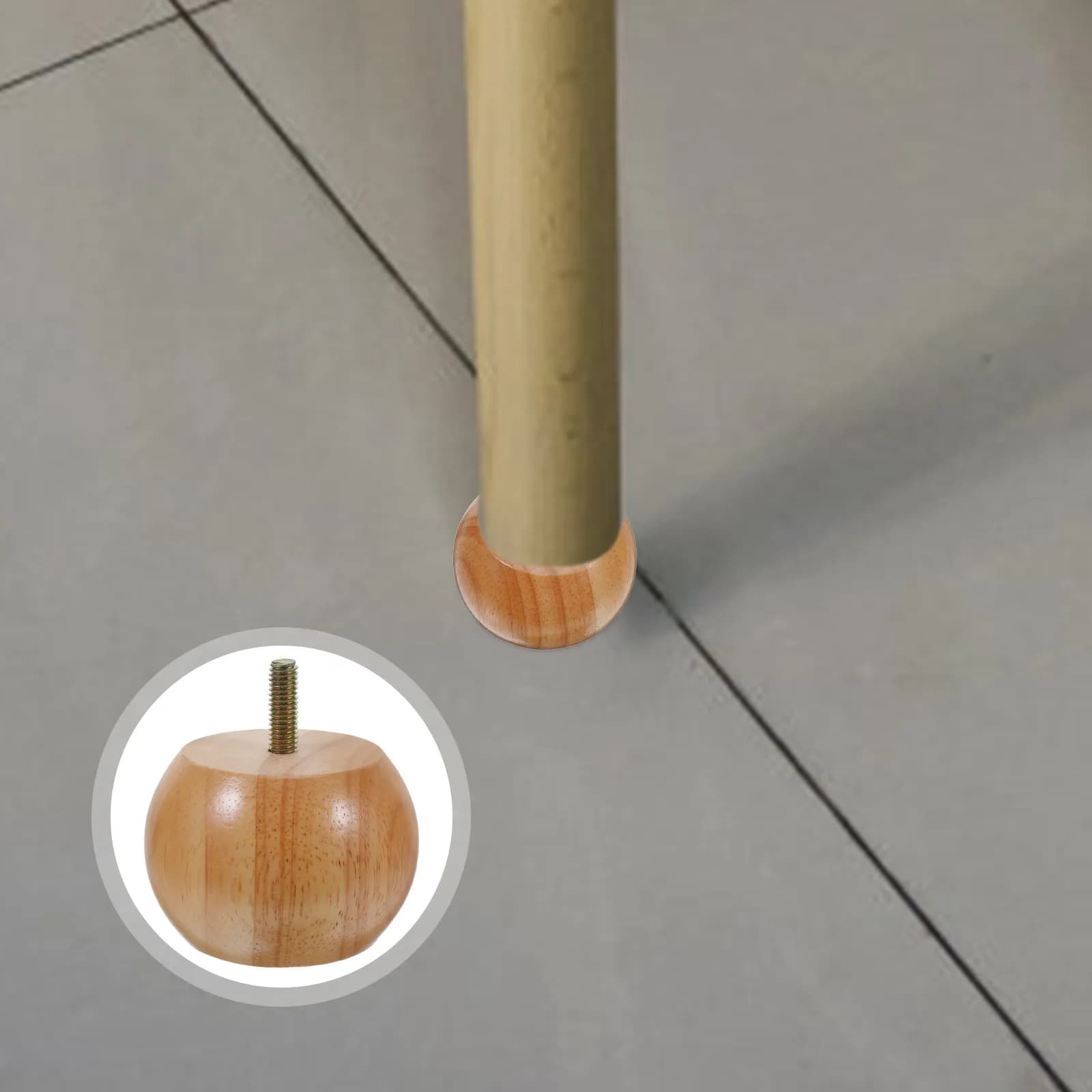 4 Pezzi Gambe Rotonde in Legno Massello Non Trattato per Mobili, Piedini a Cilindro per Divano, Tavolo, Sedia, Cassettiera, Armadio, Letto, Panca, Ricambio Rinforzato