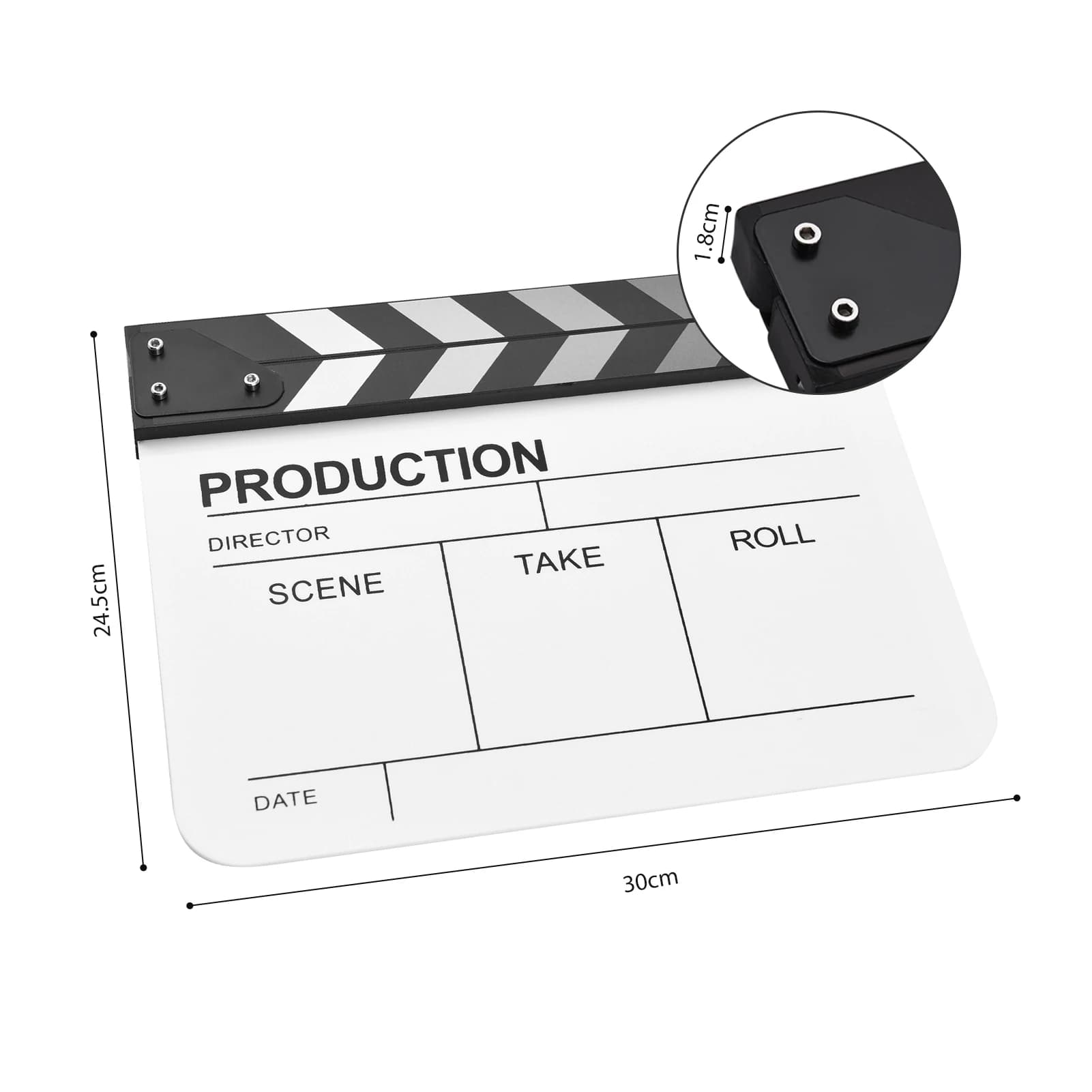 Clapperboard in acrilico per film, lavagna per regista, lavagna per scene di azione, lavagna cancellabile a secco per film