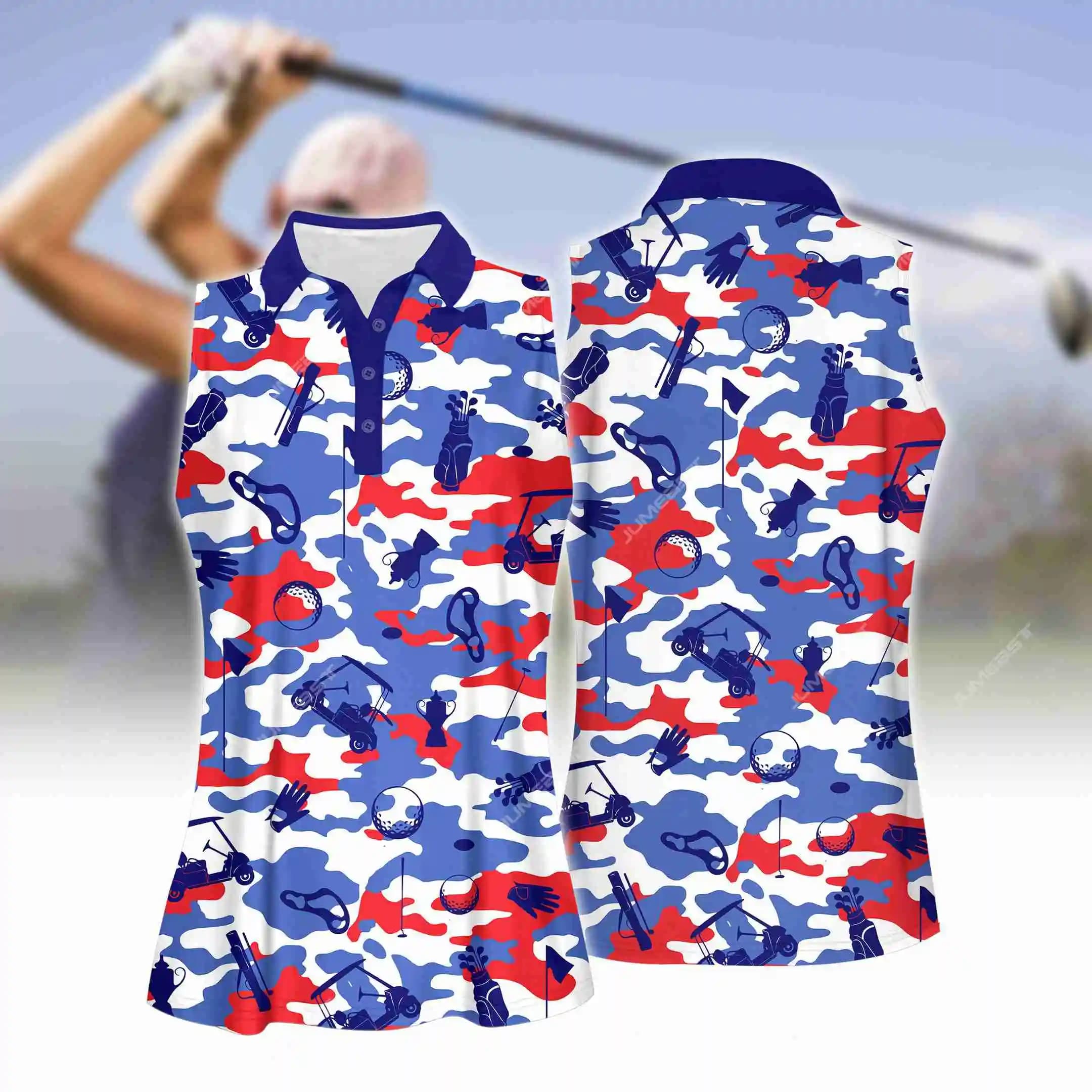 Jumeast Polo da golf senza maniche da donna Swing Camouflage Cartoon Sportswear Tee Abbigliamento da allenamento leggero Y2K Academia