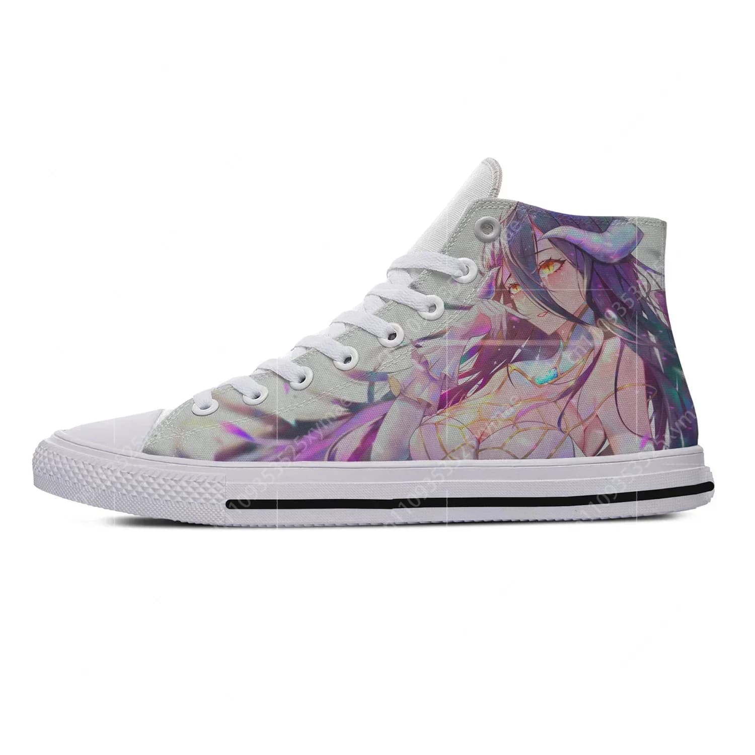 Hot Anime Overlord High Top Sneakers Scarpe da ginnastica casual alla moda per uomo e donna, scarpe da corsa in tela, stampa 3D, scarpe leggere