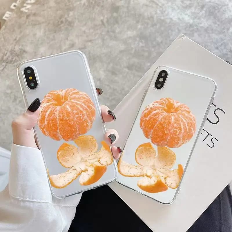 Custodia per telefono arancione sbucciata coreana per iPhone 17 Air 16 15 14 11 12 13 Pro Max 16 15 Plus Cover posteriore in silicone morbido trasparente trasparente