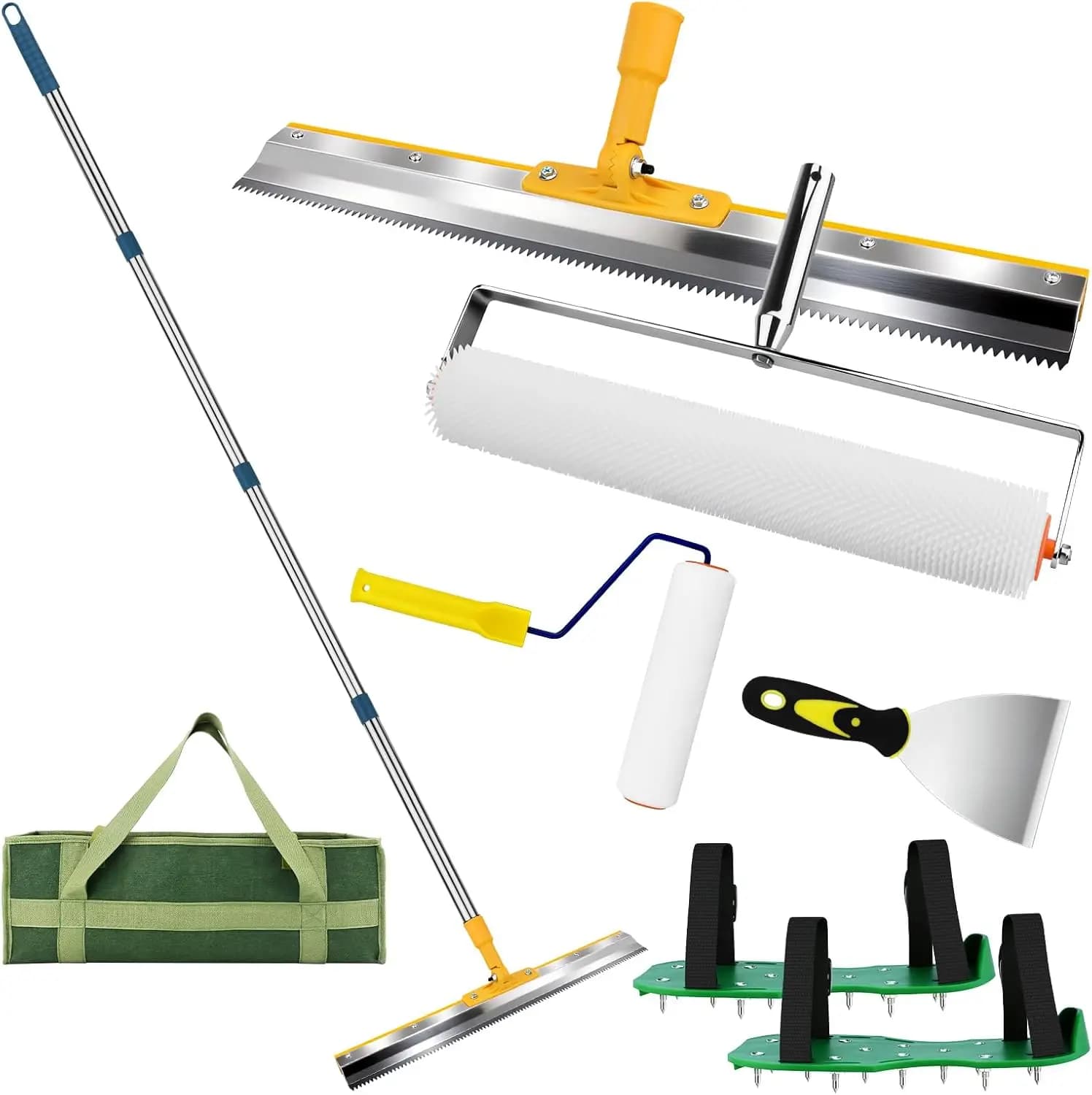 Set di Rulli Autolivellanti da 20 Pollici con Manico Telescopico, Kit di Attrezzi per Cemento per Pavimenti in Resina Epossidica e Calcestruzzo - Include Accessori