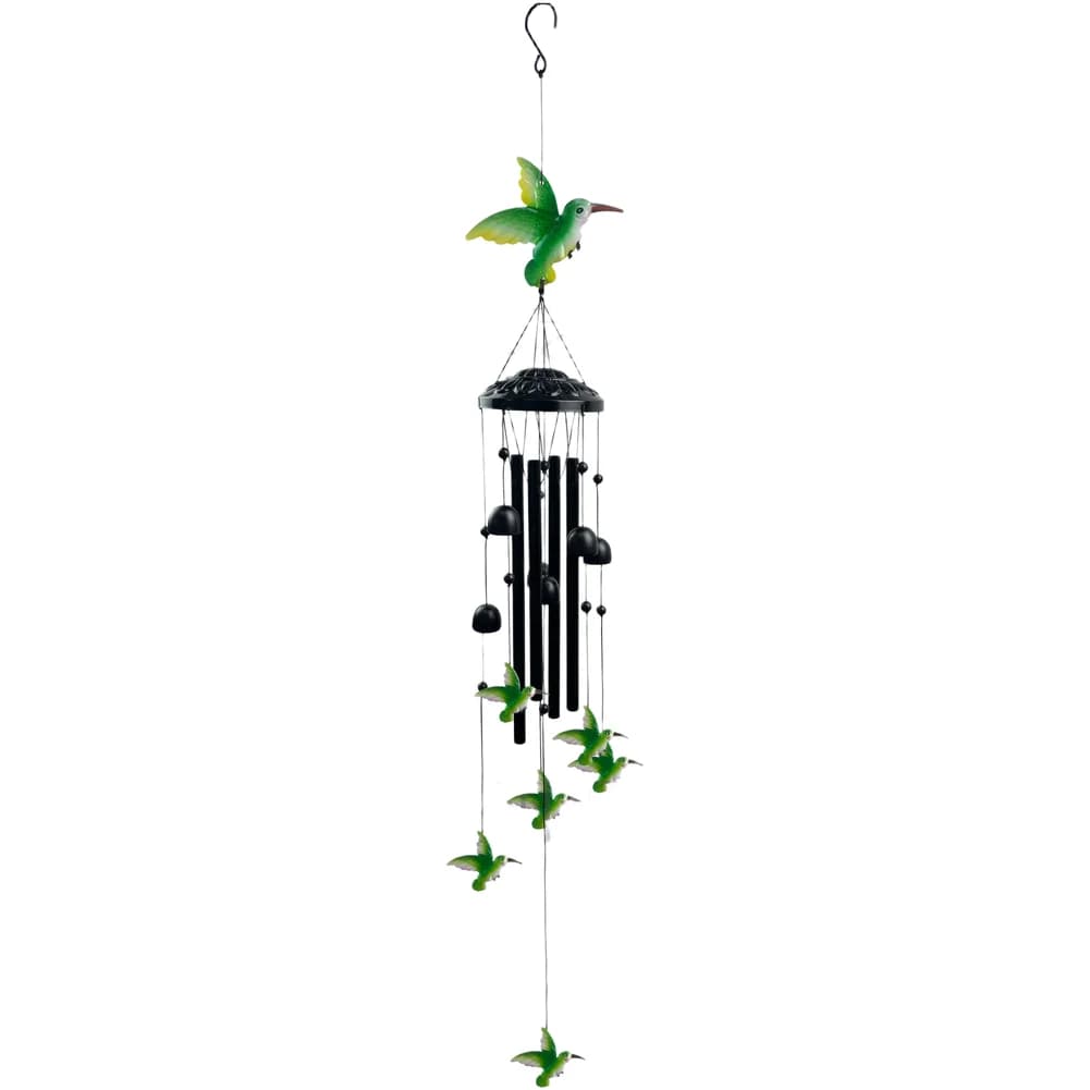 Garden Wind Decor Hummingbird Wind Chime Charming Space Enhancer Sturdy Metal Construction Delicate Bird Design As Shown