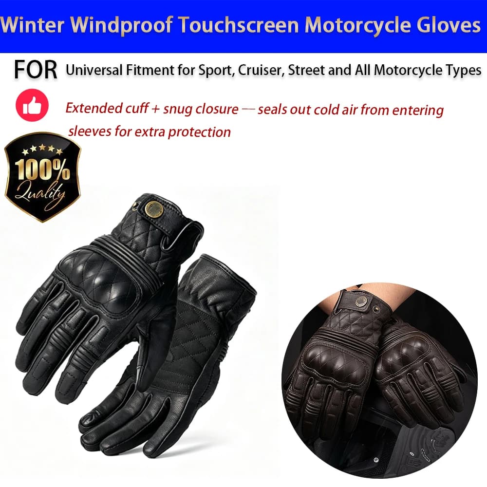For Motorcycle Touchscreen Gloves Winter Windproof Warm Unisex Anti-Slip No-Drill Accesorios Moto