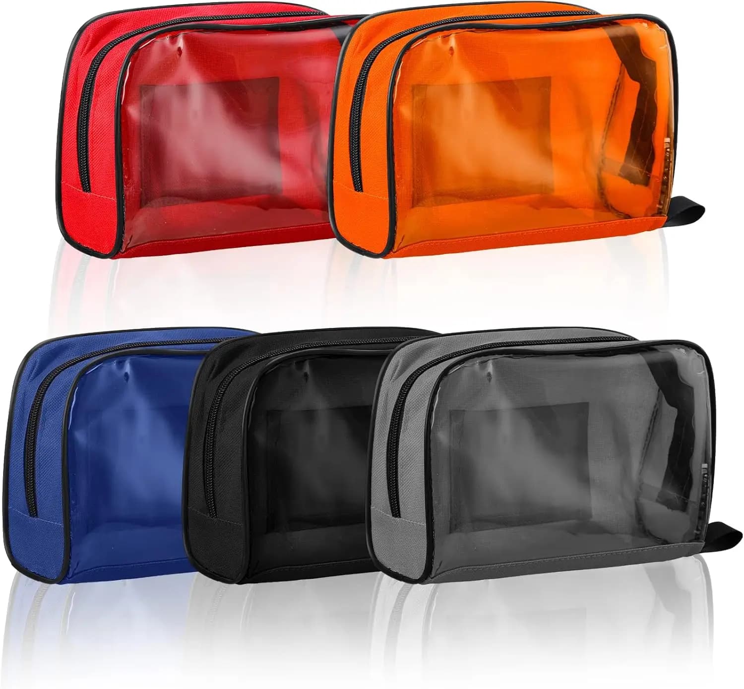 Kit di pronto soccorso multicolore da 5 pezzi con finestra trasparente, portatile per viaggi e uso all'aperto, 8,7x3x5,1 pollici