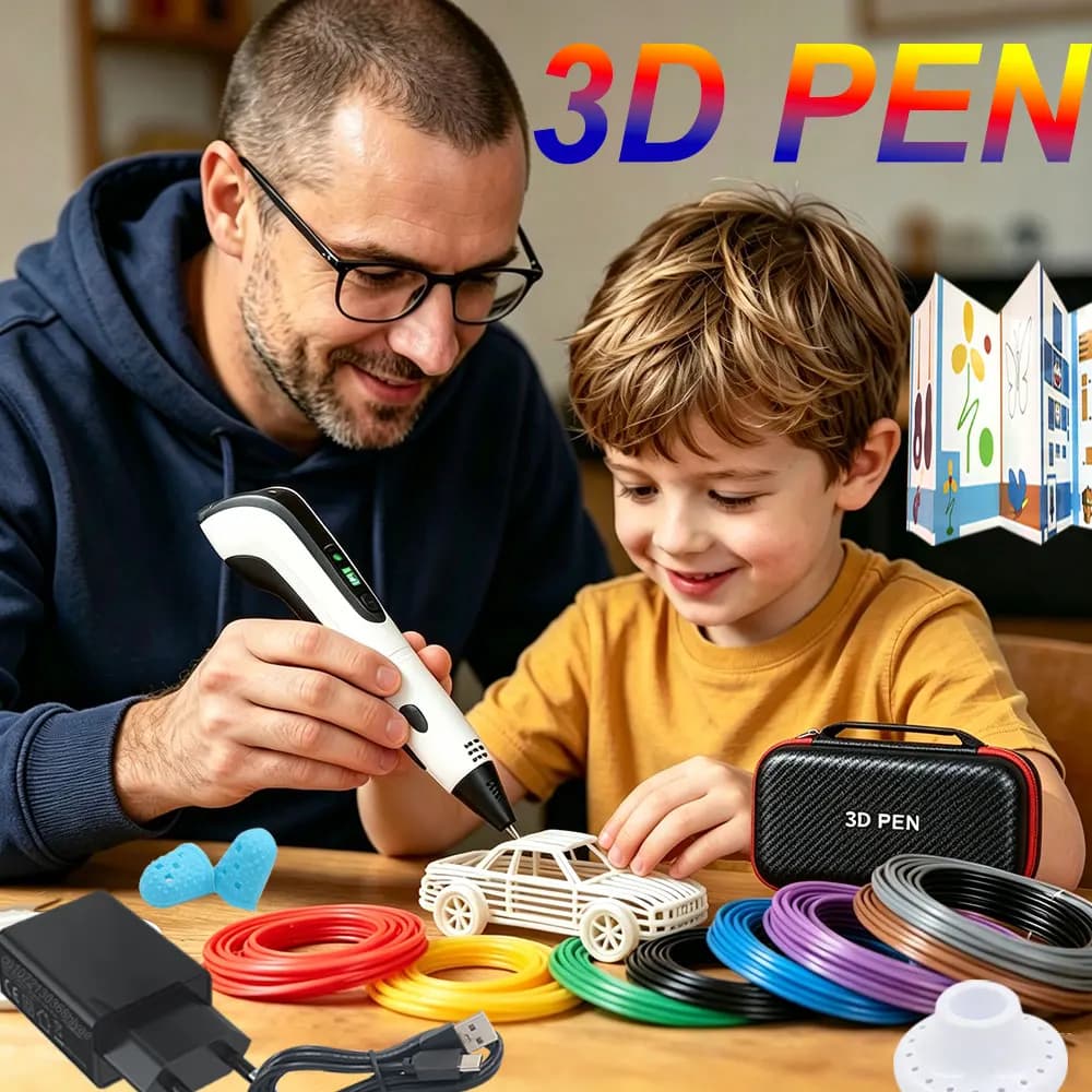 3D Painting Pen Set for Children with Power Adapter 200M 30Colors PLA Filament Travel Case Birthday Christmas DIY Gift for Kids