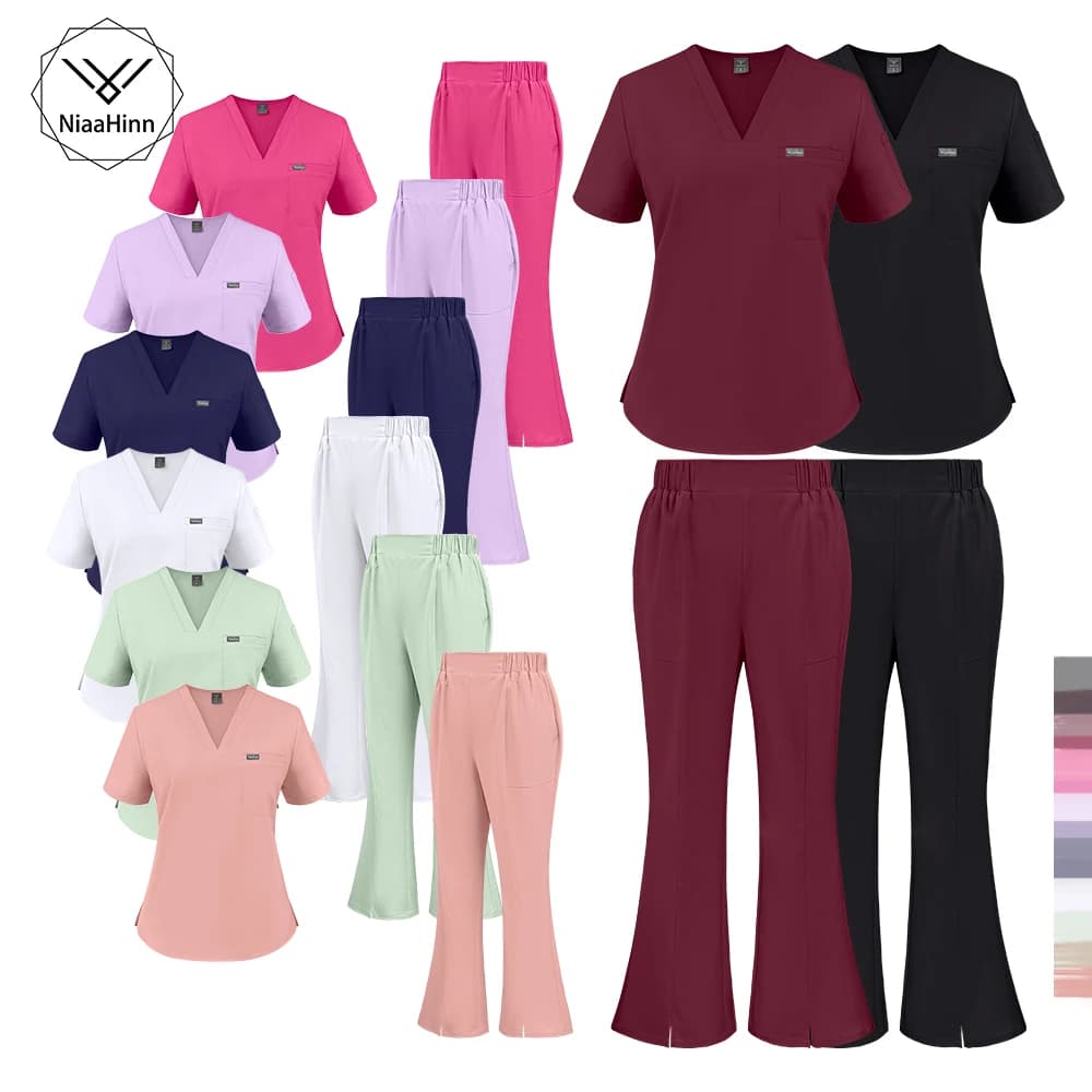Set Uniforme Niaahinn per Infermieri e Medici, Abbigliamento da Lavoro Specifico, Facile da Pulire, Uniformi per Toelettatura Animali, Accessori Medici, Uniforme per Spa e Bellezza