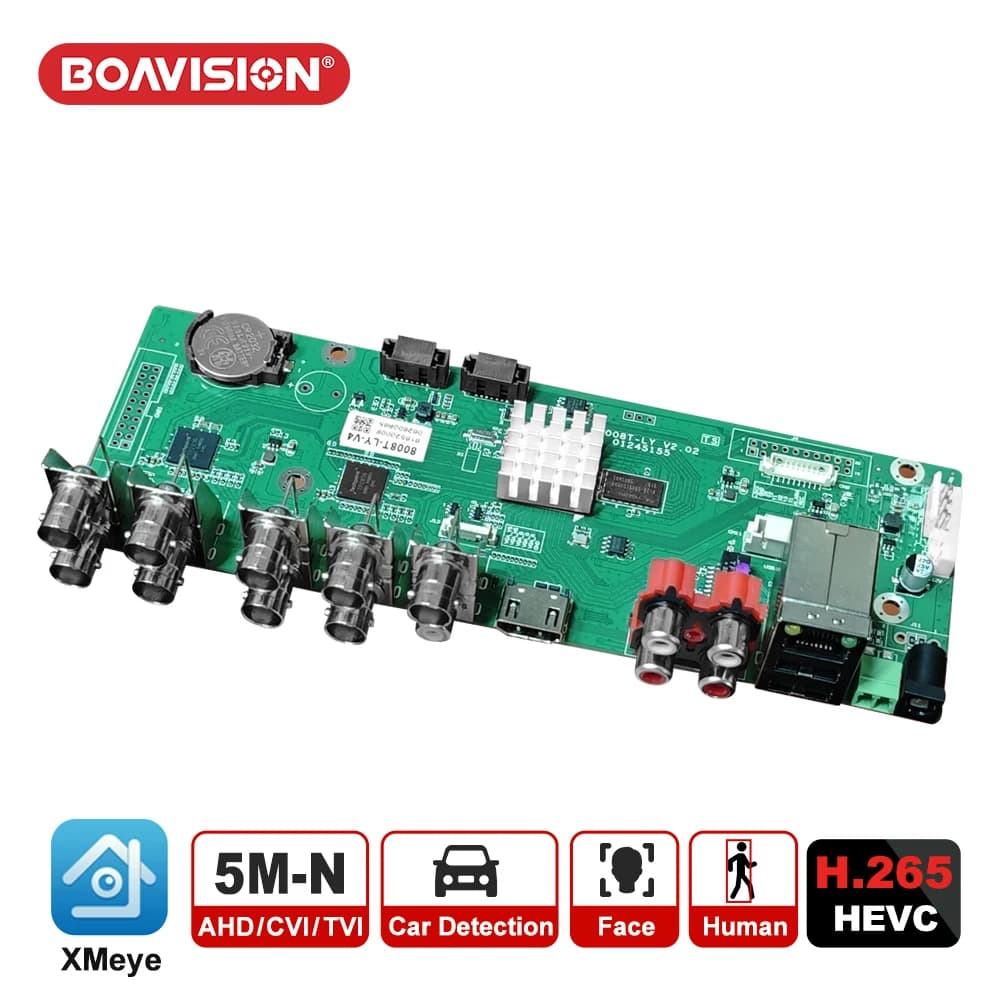 Scheda DVR AHD 6 in 1 H.265 8ch 5MP-N per telecamera AHD 5MP 4MP 1080P 720P Risparmia grande RAM HDD Xmeye CCTV DVR Scheda AHD DVR