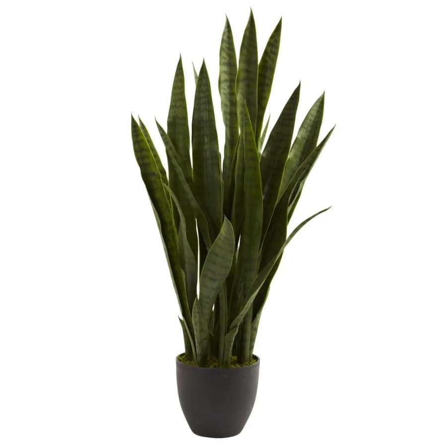 35" Sansevieria Artificial Plant in Plastic Planter Green