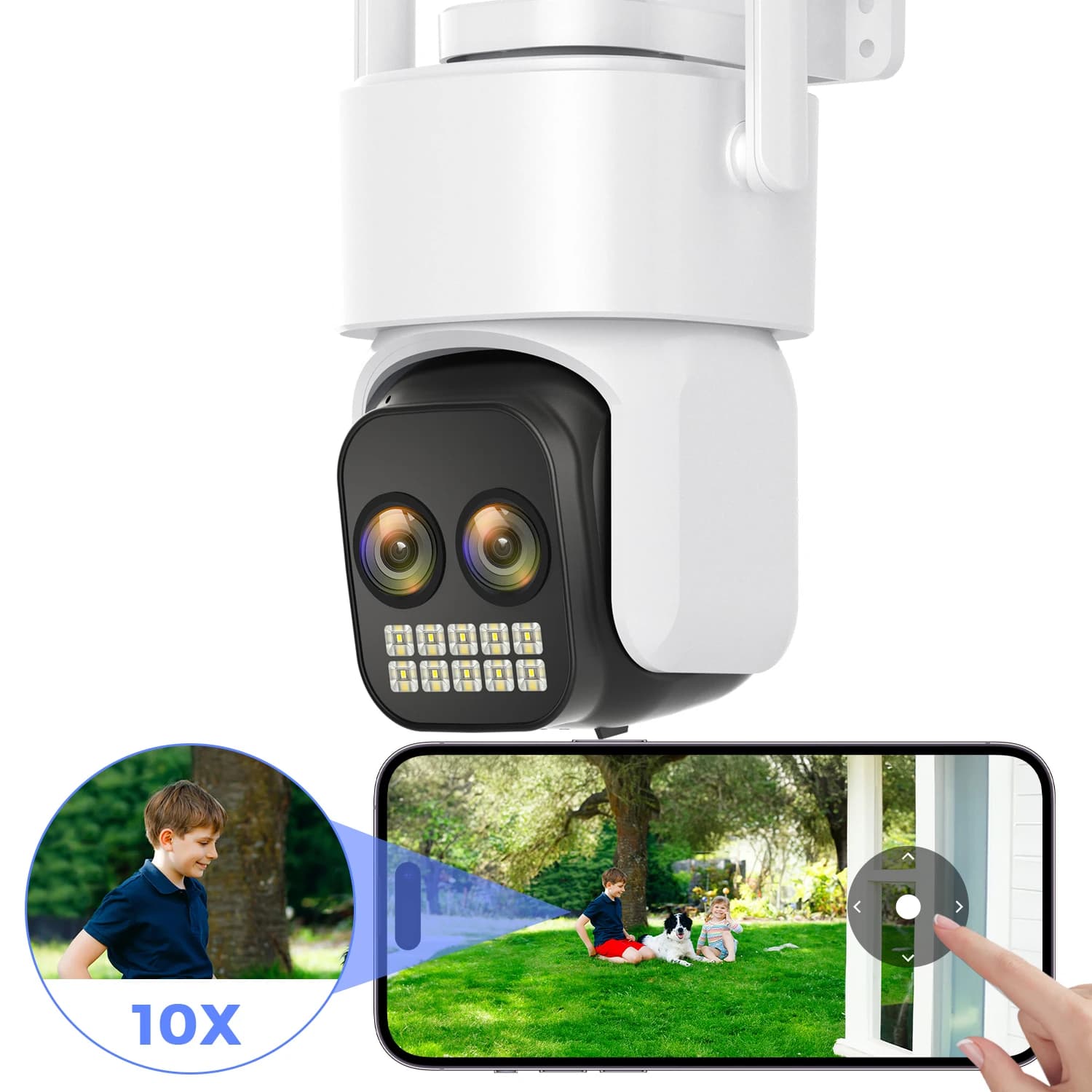 Dual lens IP PTZ camera with hybrid zoom 4K 10x 8MP 3,6 + 12mm WiFi Human detection BESDER Audio Security Video Surveillance