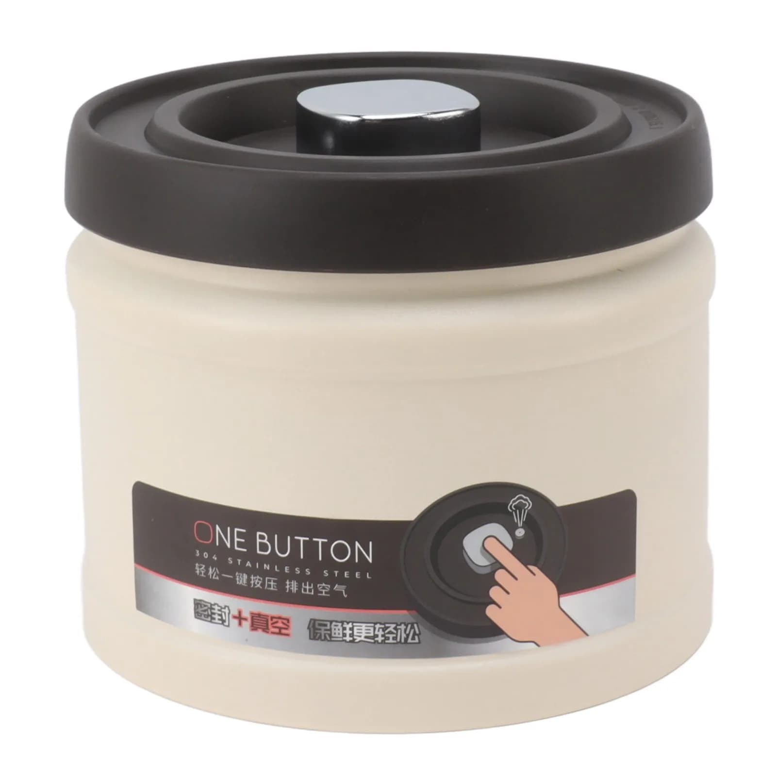 Vacuum Sealed Coffee Container 304 Stainless Steel Press Type Airtight Food Storage Container for Coffee Beans Tea Nuts