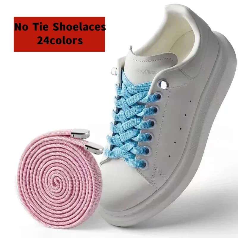Senza cravatta Scarpe da corsa piatte da trekking Lacci elastici Lacci per scarpe da ginnastica per il tempo libero all'aperto Lacci piatti di sicurezza rapida Lacci pigri per adulti per bambini