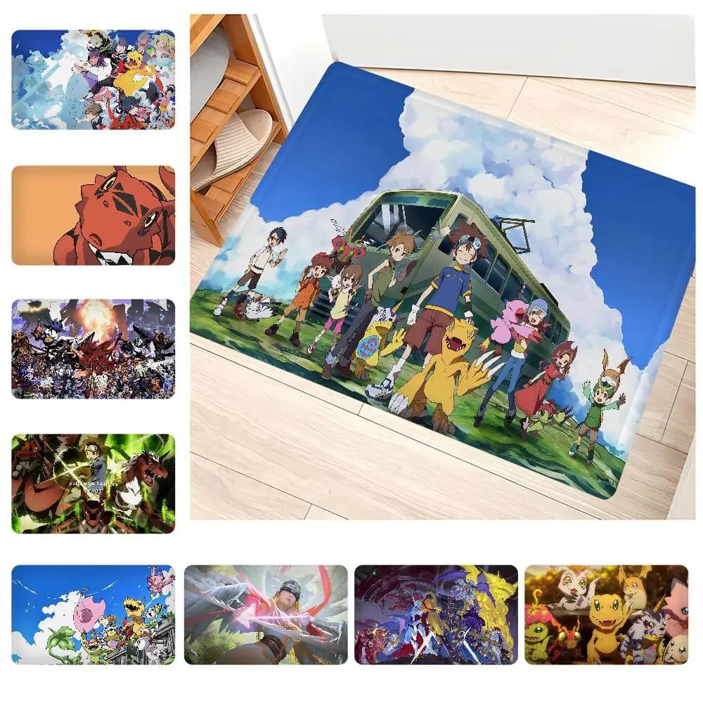 Virtual Digimon Anime Hallway Carpet Washable Non-Slip Living Room Sofa Chairs Area Mat Kitchen Doormat Area Rug