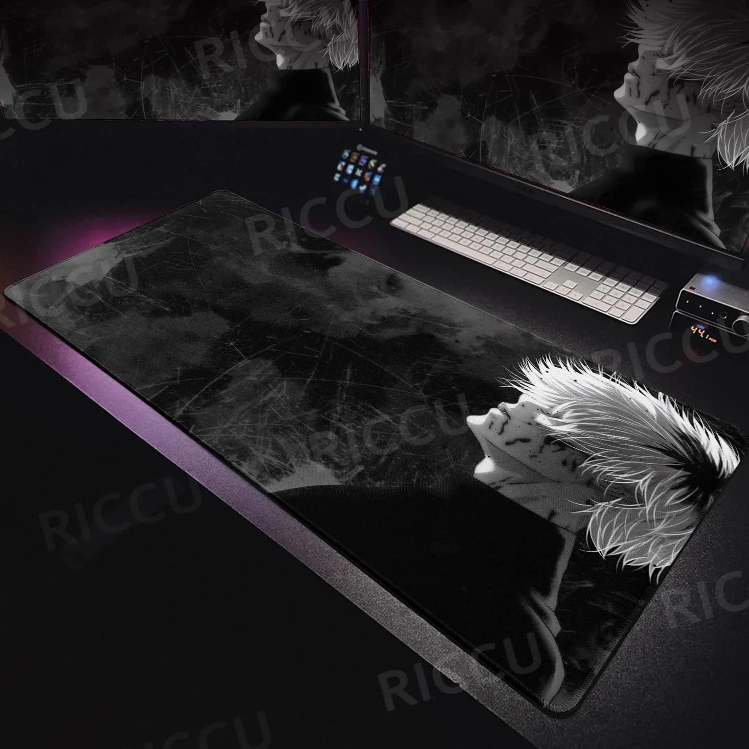 Anime Grande Tokyo Ghoul Home Office Tastiera per computer Tappetino da scrivania Cool Locking Edge Tappetini per mouse XXL per PC da gioco in bianco e nero