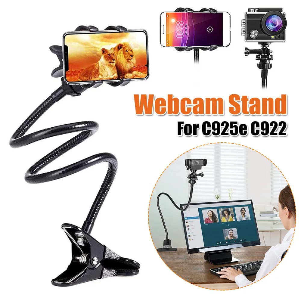 Flexible Support for Optical Hill with Clips for Webcam and Phone, Compatible with Logitech C925e C922x Brio 4K and Gopro Cameras