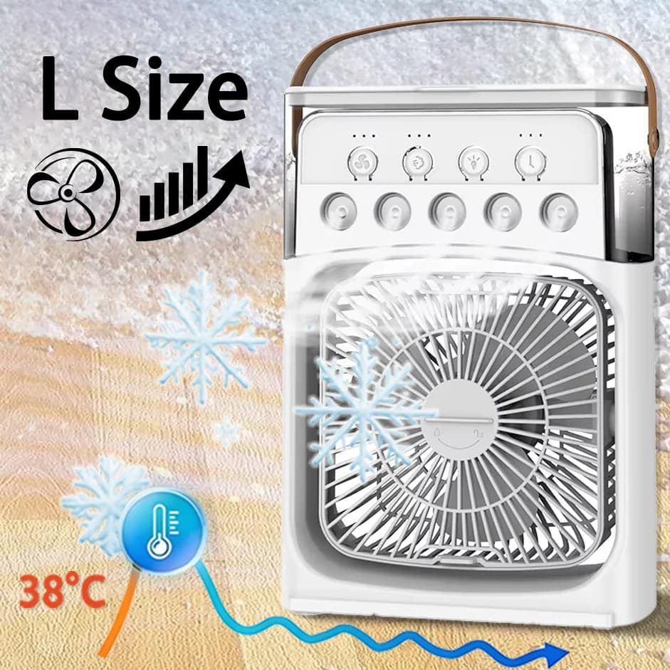 Air Conditioner Portable 3 in 1 Mini Ventilatore Raffrescatore Umidificatore LED per Camera Soggiorno Piccoli Ufficio Scrivania