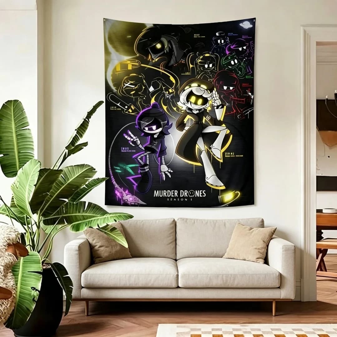 Tappeto Decorativo Anime Murder Drones, Arazzo da Parete per Soggiorno, Camera da Letto, Dormitorio - Fantastico Design Robotico Sci-Fi