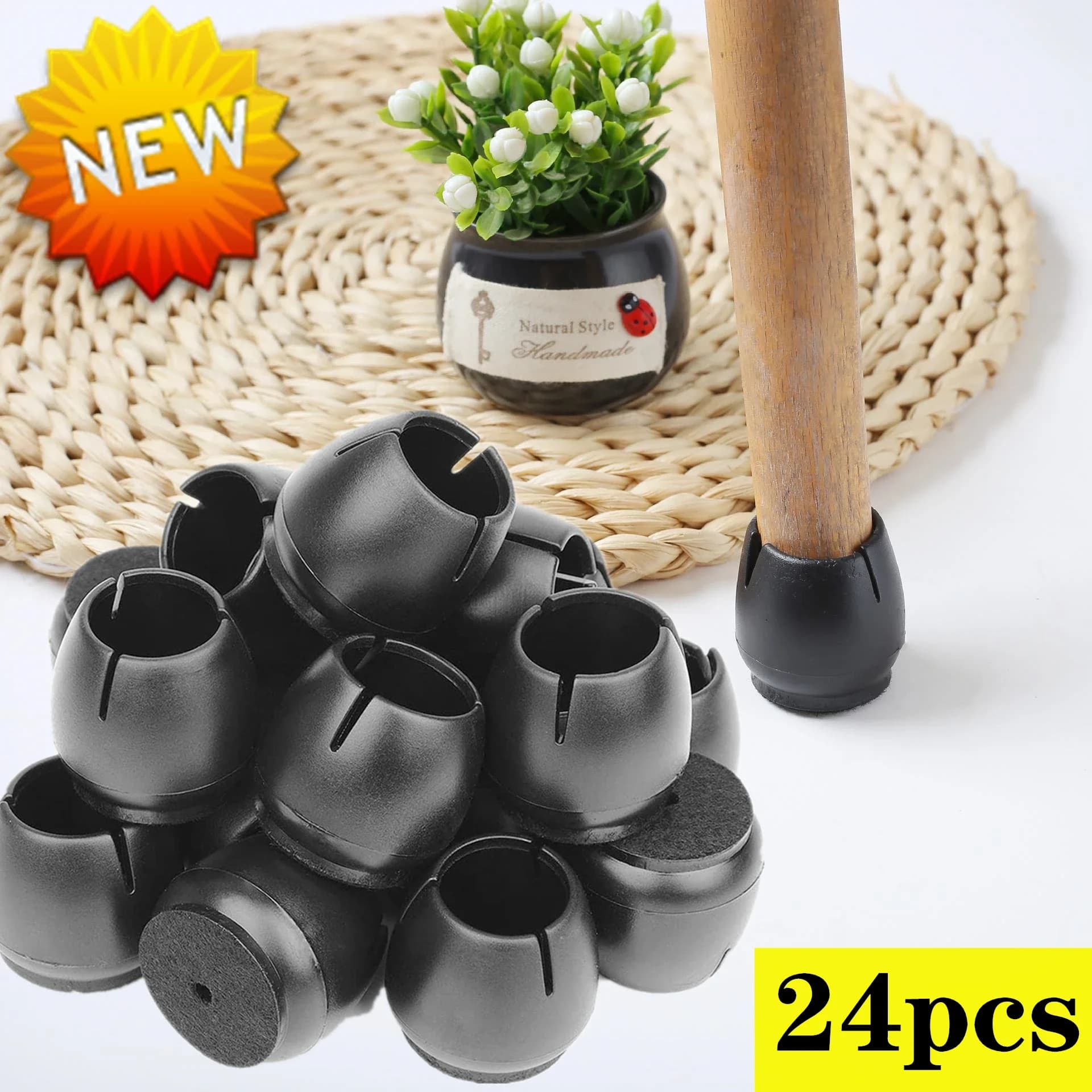 24 pezzi gambe per mobili nere piedini protezione per pavimento in silicone per tappetini per sedie decorativi protezione per pavimento in legno antiscivolo per gambe da tavolo