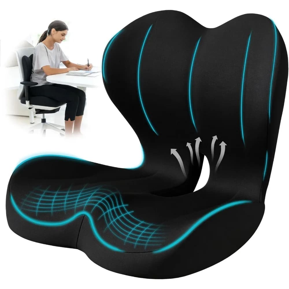 Cuscino Ergonomico in Memory Foam per Seduta Prolungata e Supporto Lombare per Alleviare il Dolore alla Schiena e al Coccige