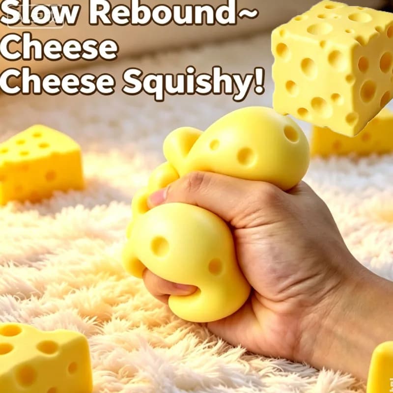 Pallina Antistress a Forma di Cubo di Formaggio Morbido, Modellabile, Non Rimbalzante, Giocattolo Sensoriale per Bambini e Adulti, Regalo Rilassante