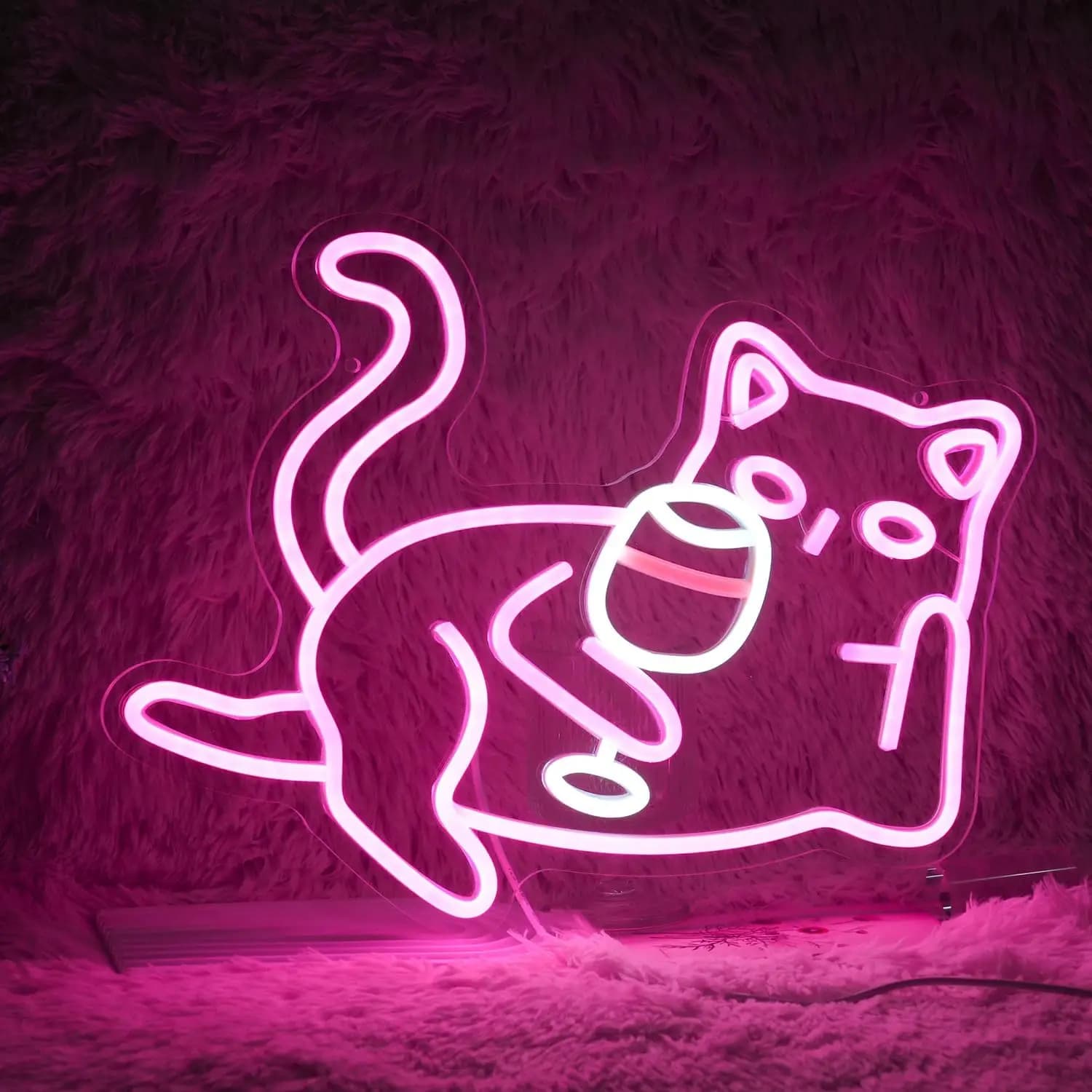 Cat Wine Glasses Neon Light LED Neon Light for Wall Decoration Powered via USB per bar Living Bedroom Cat Party Cafe Gift for cat lovers