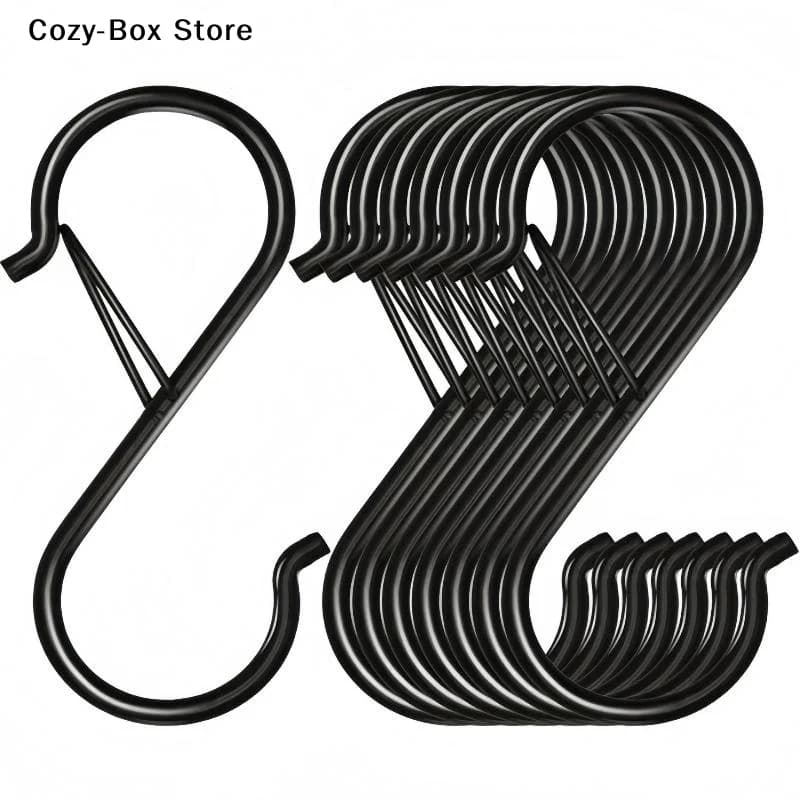 [ZY]10/4/2PCS Metal S-Shape Spring Hook Kitchen Pot Rack Room Bags Clothes Towels Closet Rod S Hanger Hooks With Buckle Hang[ZY]