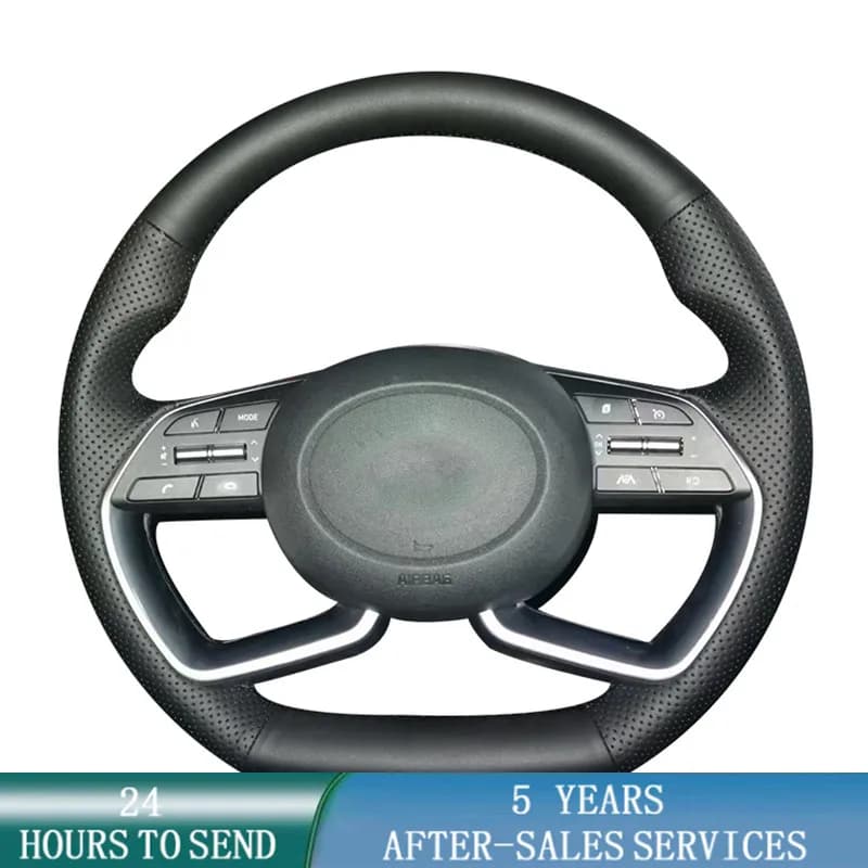 Customized Car Steering Wheel Cover Non-Slip Cowhide Leather Car Accessories For Hyundai Elantra 5 Solaris Elantra Sport GT