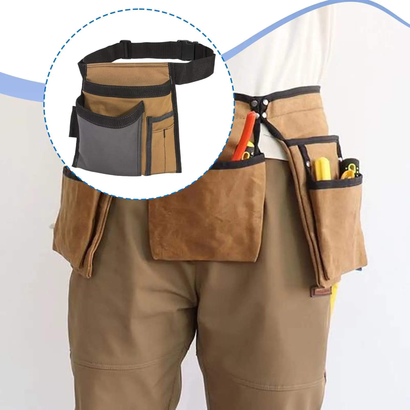 Tool Waist Bag Tool Pouch Worker Multifunctional Hardware Belt Bag Wear Resistant Woodworking Professional Organizer Waist Pouch
