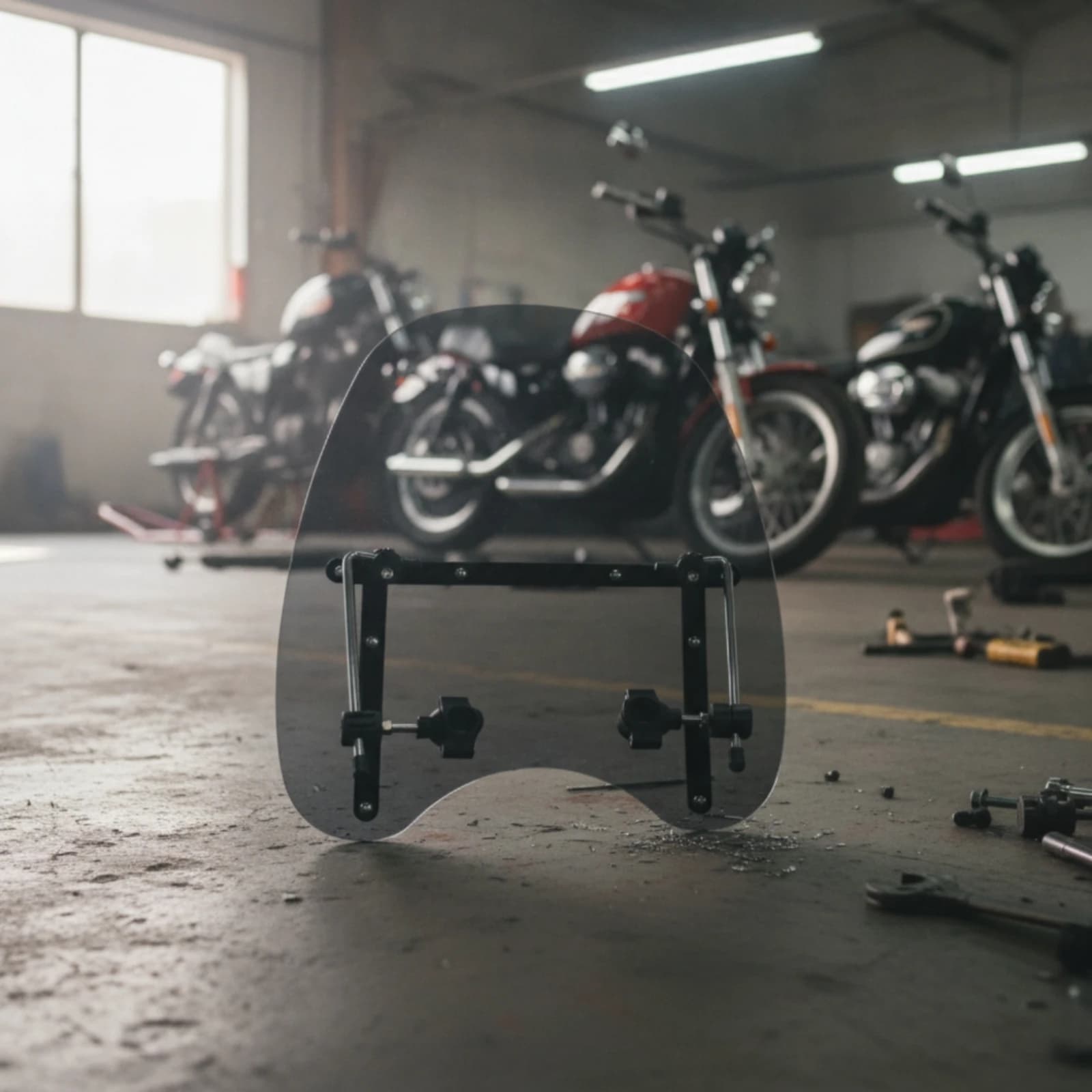 Motorcycle Windshield with Mounting Hardware Curved Scooter Wind Deflector Windscreen High Quality for Commuters, Custom Builds