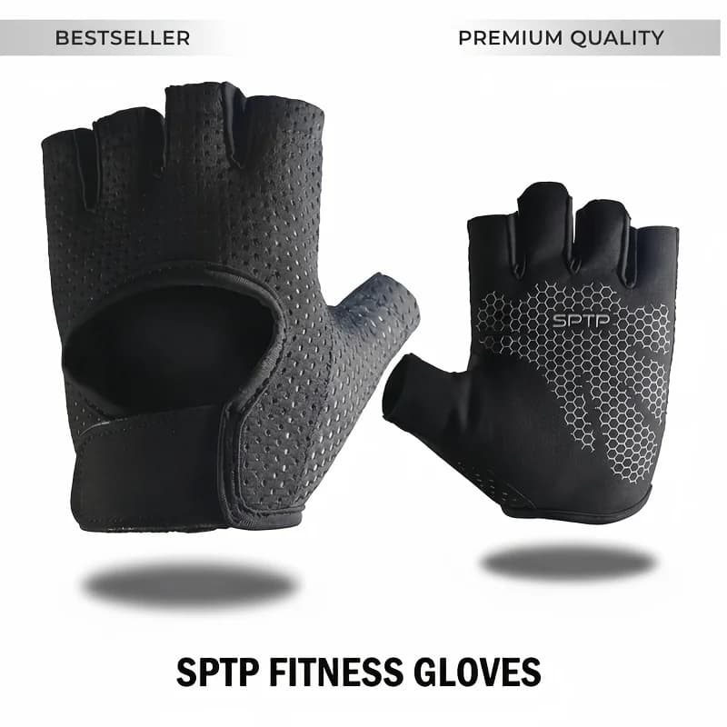 Workout Gloves, Breathable Weight Lifting Gloves with Anti-slip Silicone, Fingerless Gym Gloves for Rowing, Pull Ups & Training